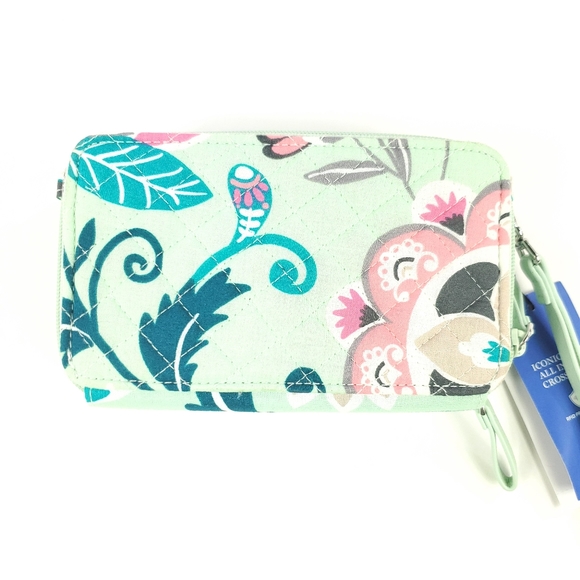 Vera Bradley All In One Crossbody Bag Mint Flower - Picture 2 of 6